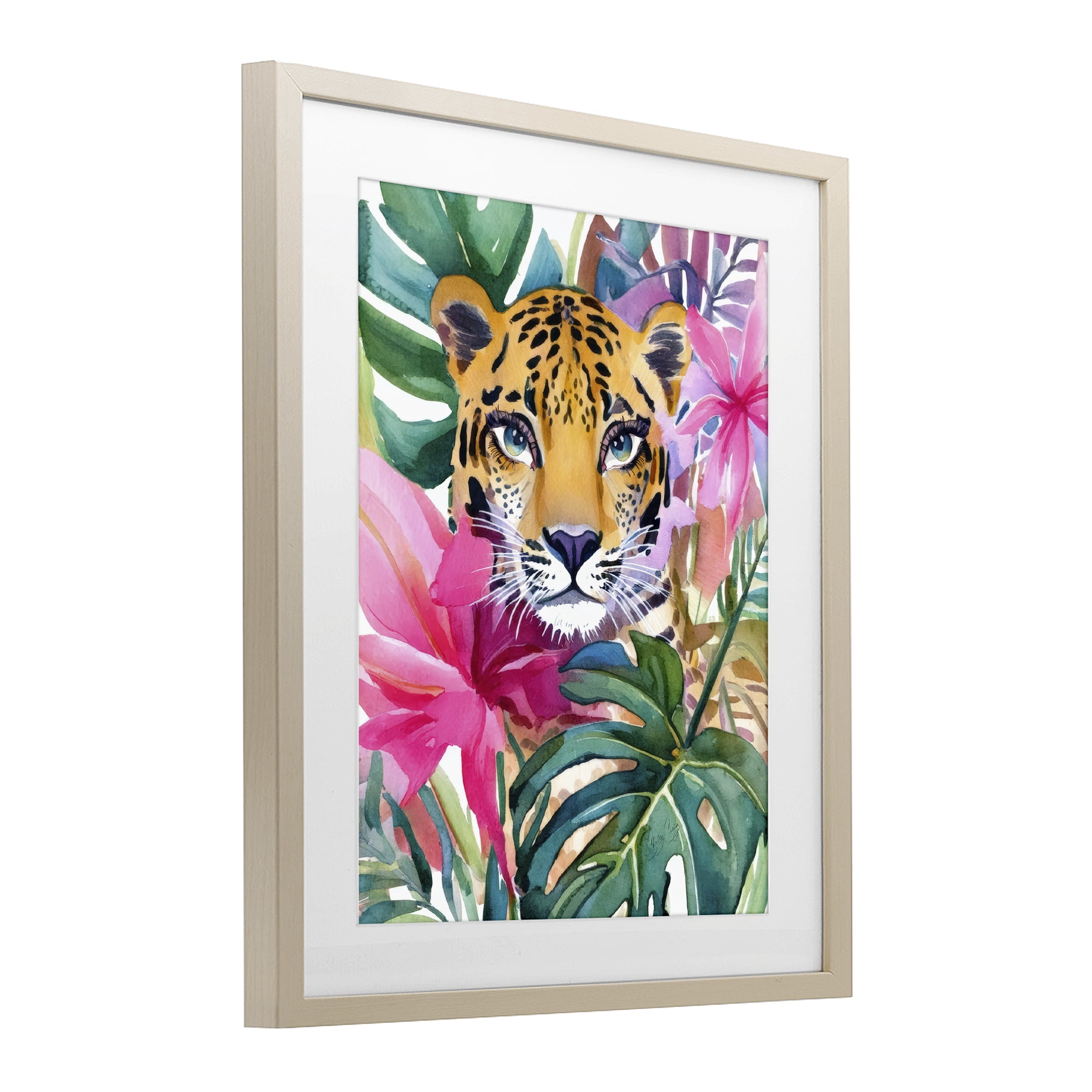 Stupell Industries Tropical Tiger Peeking Birch Framed Print Under Glass, design by Shelly Craig