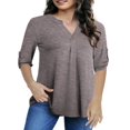 thumbnail image 2 of LEEYNEER Women‘s Plus Size Tops 3/4 Length Sleeve Shirts Dressy Casual V Neck Tunic Blouse (M-4XL), 2 of 10