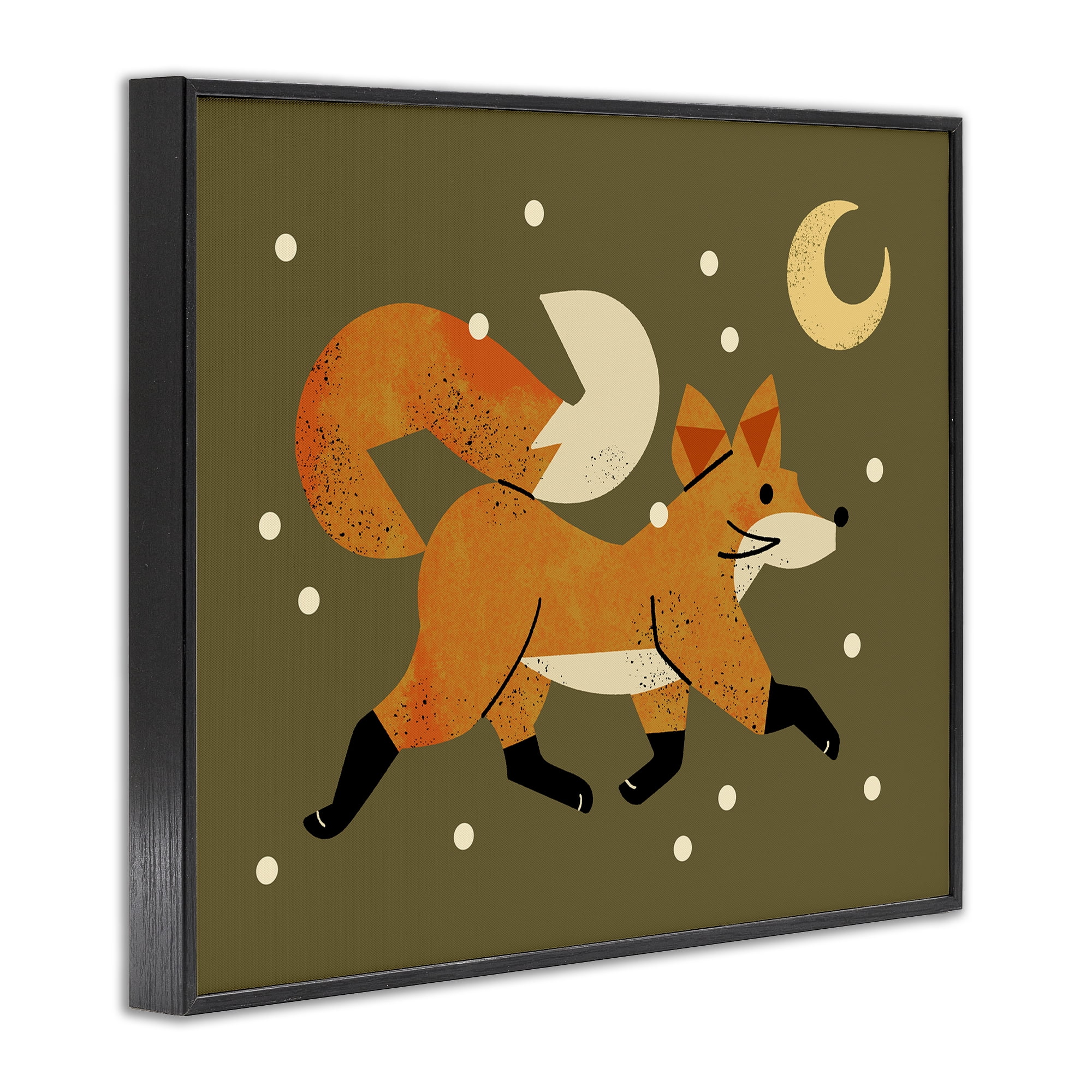 Stupell Industries Wandering Winter Fox Black Framed Giclee Art, design by Renea L. Thull