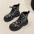 thumbnail image 5 of White Women'S Fashion Boots Round Toe High Heel Chunky Heel Thick Sole Embroidered Floral Short Boots Casual Comfortable Outdoor Walking Shoes 1.5 Lb, 5 of 9