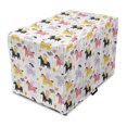 thumbnail image 1 of Cartoon Dog Crate Cover, Illustration of Young Girl Riding a Pony Along Ice Cream Apple Hearts Flowers, Easy to Use Pet Kennel Cover Small Dogs Puppies Kittens, 7 Sizes, Multicolor, by Ambesonne, 1 of 1