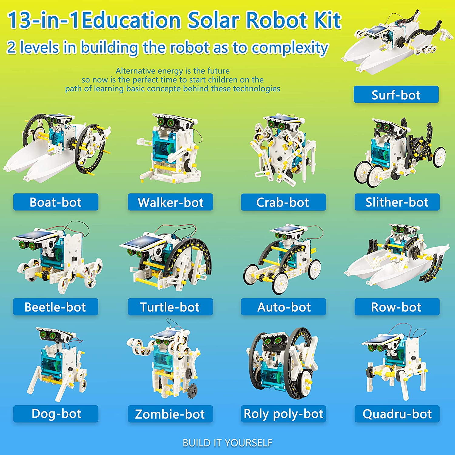 STEM 13 in 1 Solar Power Robots Creation Toy Educational Experiment DIY Robotics Kit Science Toy Solar Powered Building Robotic Set Age 8 12 for Boys Girls Kids Teens to Build Walmart