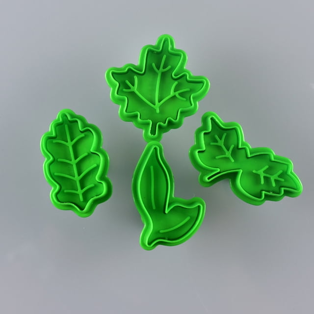 Juego de cortadores de hojas, cortadores de plástico con forma de hoja, molde para pasteles, galletas, émbolo de resorte, herramientas para hornear, funcionalidad de alta precisión