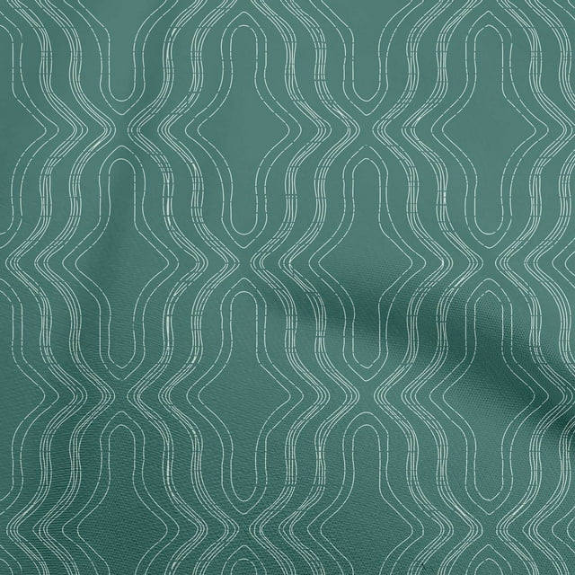 oneOone Velvet Teal Green Fabric Geometric Allover Modern Traditional Sewing Material Print Fabric By The Yard 58 Inch Wide