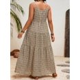 thumbnail image 2 of Plus Size Summer Casual Retro Plaid Ruffle Hem Camisole Maxi Dress In Black, 2 of 8