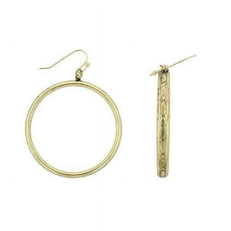 1928 Jewelry Etched Vine Motifs Large Gold Hoop Earrings 1928 Jewelry Etched Vine Motifs Large Gold Hoop Earrings