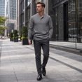 thumbnail image 4 of AZoiNM Men's Long Sleeve Henley Shirt Waffle Knit Regular Fit Casual Pullover Tee Soft Lightweight Button Front Top for Fall Winter Spring, 4 of 11