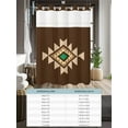 thumbnail image 6 of No Hook Cloth Fabric Shower Curtain with Snap in Liner, Brown Green Boho Waterproof Shower Curtains Set with See Through Top Window, Vintage Southwest Abstract Geometric Bath Curtains Shower 66"x72", 6 of 6