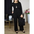 thumbnail image 6 of Women'S 2 Piece Outfits Suit Set Top Flared Pants Sets Business Pantsuits Black [In Stock] L, 6 of 7
