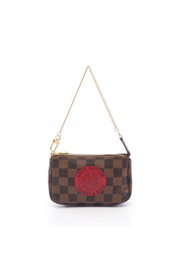 Pre-Owned Louis Vuitton Mini Pochette Accessoires Damier Ebene T&B Handbag, Coated Canvas and...