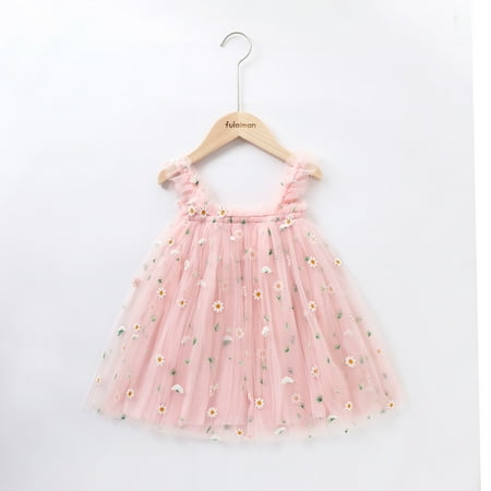 

Leutsin Toddler Baby Girls Sleeveless Sunflower Suspender Tulle Princess Dress