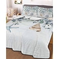 thumbnail image 3 of Quilts Full Size, Blue Coastal Soft Comforter Bedding Set for Bed, Eucalyptus Leaves Summer Beach Starfish Lightweight Quilted Bedspread with Pillow Cover(2 Pieces) for All Season, 78x90 Inch, 3 of 6