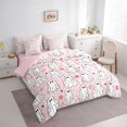 thumbnail image 3 of Manfei Kawaii Ghost Child Bedding Comforter Set 7pcs, Cartoon Pink Flower Floral Queen Bedding Sets, Sugar Halloween Style Reversible Queen Sheet Sets, Breathable Home Decor, 3 of 7