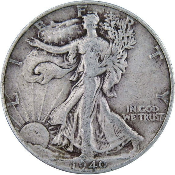 1940 Liberty Walking Half Dollar F Fine 90% Silver 50c US Coin Collectible