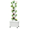 thumbnail image 3 of Eisoary Hydroponic Tower with Water Pump and Wheels, 20-Plants Vertical Planter Tower, Movable Hydroponic Growing System Kit, 5 Layers Herb Garden Planter Indoor Kit for Gardening Lover _White, 3 of 13