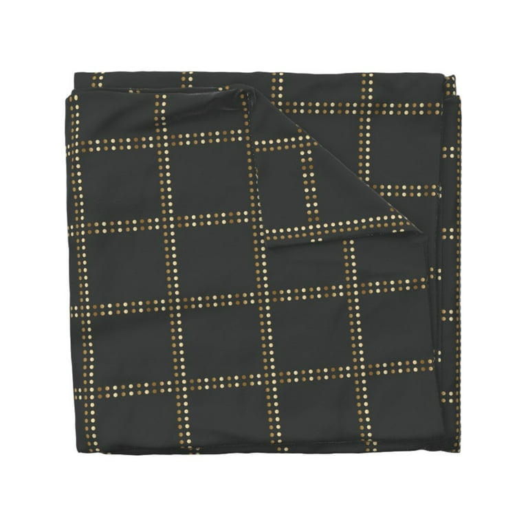 Cotton Sateen Duvet Cover, Twin - Gold Charcoal Gray Plaid Polka
