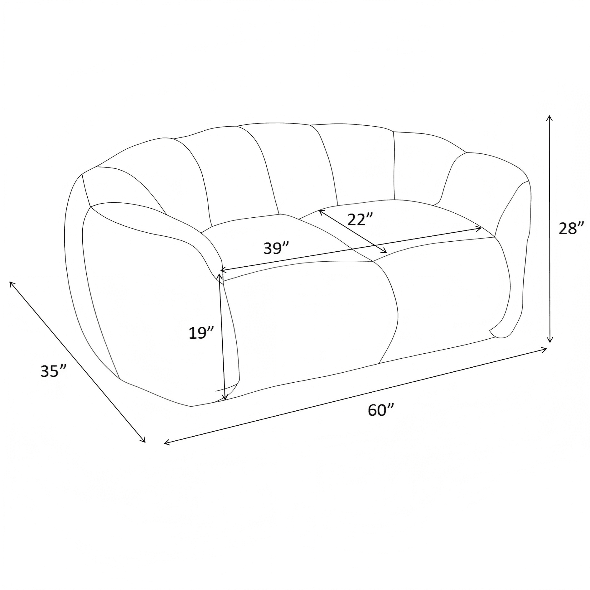 MAYEERTY 60" Ultra Soft Fluffy 2-Seater Bean Bag Sofa, Beige High Density Foam Floor Lazy Chair for Living Room Bedroom