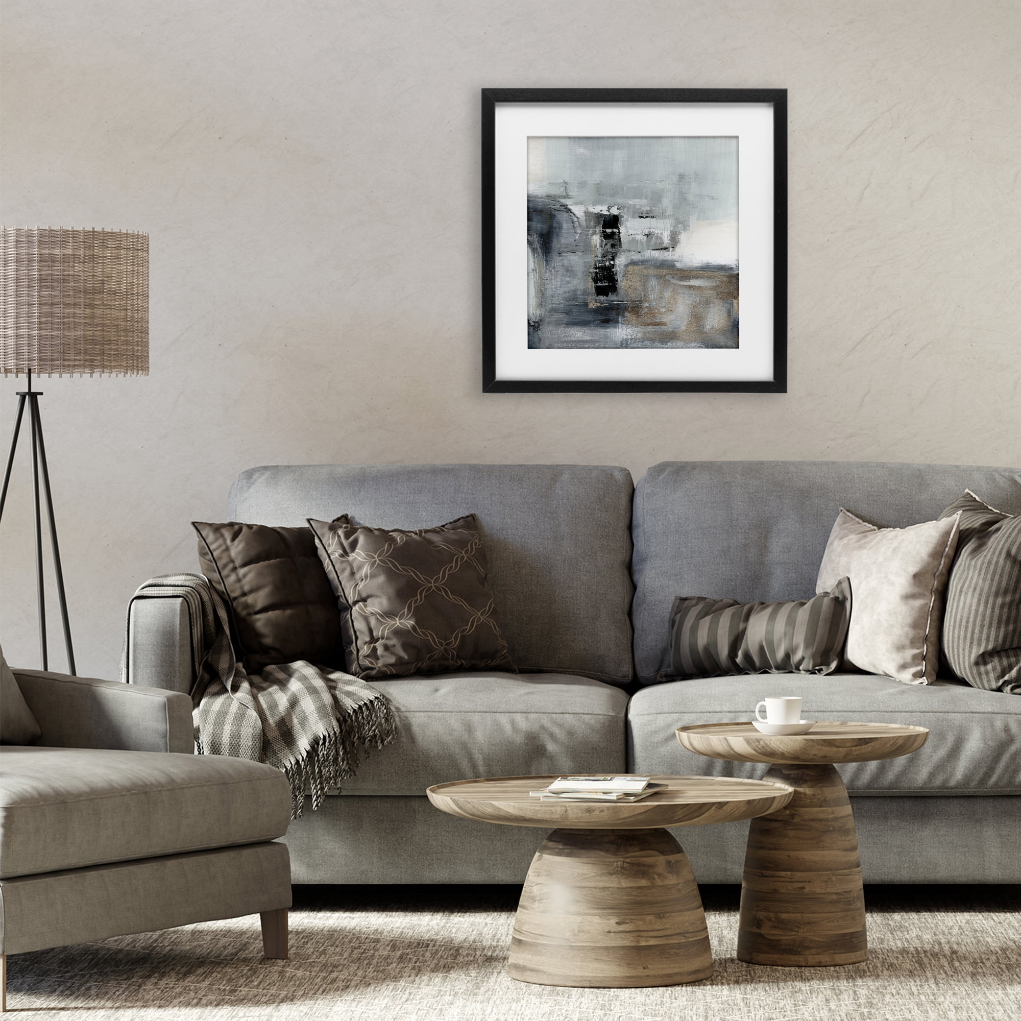 Stupell Industries Still Waters Monochrome Abstraction Black Framed Print Under Glass, design by Susan Jill