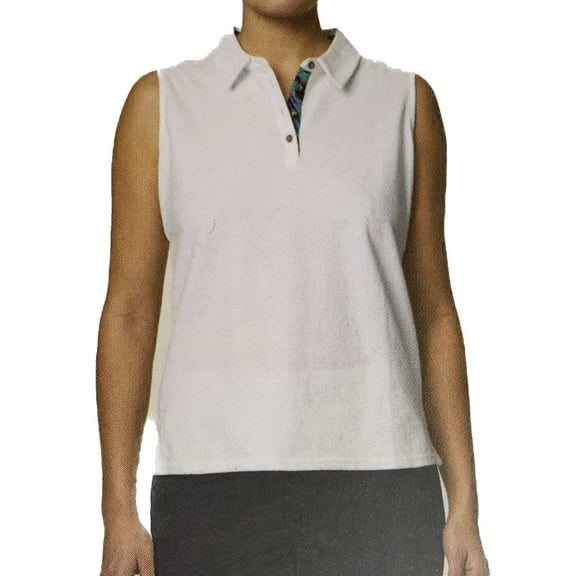 Caribbean Joe Women's Tank Top Polo Shirt (X-Large, White)