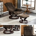 thumbnail image 2 of Mcombo Swivel Recliner with Ottoman, Wood Base, for Living Room, Chenille Fabric 4919 (Dark Brown), 2 of 7