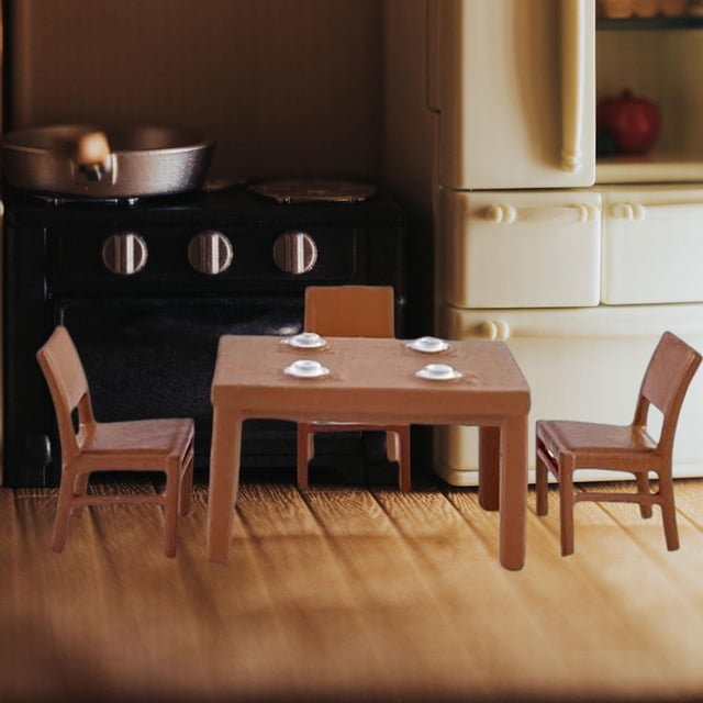 Modelo de Muebles 4x1:64 Hugo Mesa y Silla Artesanía de Resina Accesorios para Fotografía de Micropaisaje