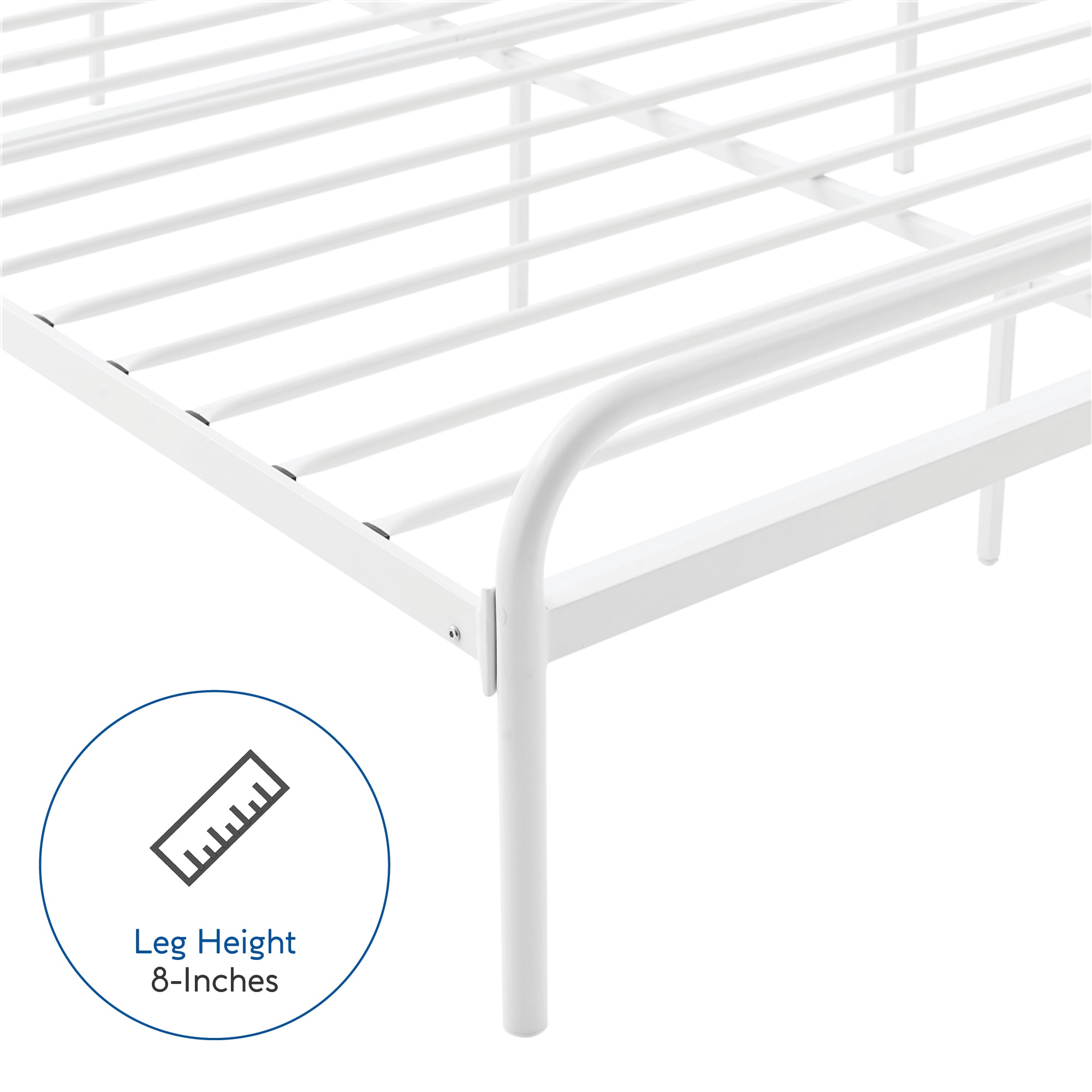 Modern Essentials Valermo Metal Bed Frame with Headboard, Full. White