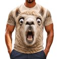 thumbnail image 2 of Men's Novelty 3D Alpaca Llama Graphic Tees Funny Animal Print T-Shirt Short Sleeve Crew Neck Casual Summer Shirts Breathable Tops for Men, 2 of 5