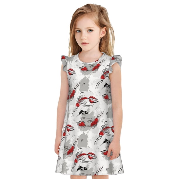 Balery Koi Fish Camisón de princesa para niñas, pijama de algodón con mangas abullonadas, suave y bonito.-XX-Large