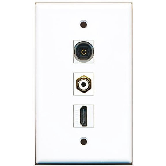 RiteAV - 1 Port HDMI and 1 Port RCA White and 1 Port Toslink Wall Plate