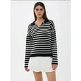 thumbnail image 4 of Striped Knitwear Polo Shirt Sweater, 4 of 5
