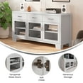 thumbnail image 3 of Emma + Oliver 59" Engineered Wood Buffet Sideboard Storage Cabinet for Kitchen/Dining Room with 3 Drawers and 3 Tempered Glass Doors in White, 3 of 11