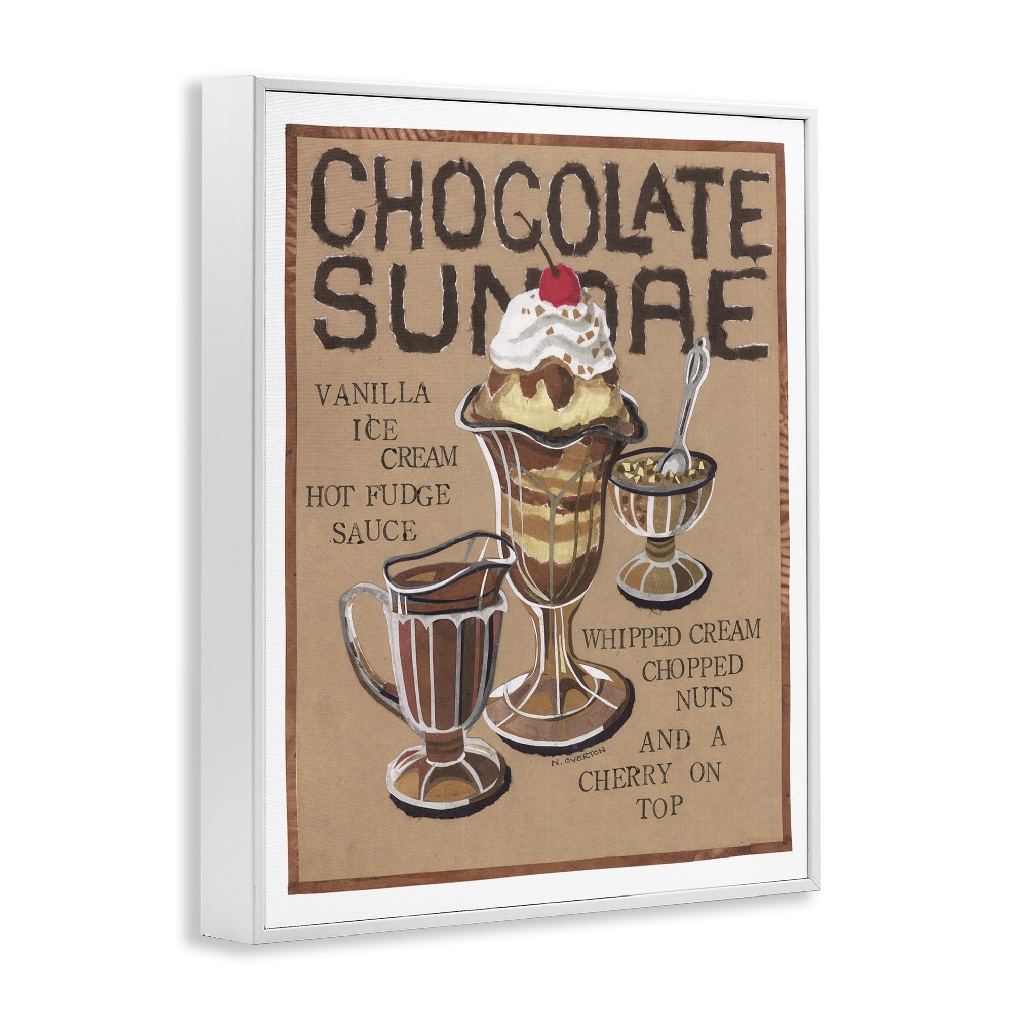 Stupell Industries Chocolate Sundae Recipe Food & Beverage Painting White Framed Art Print Wall Art, 16 x 20