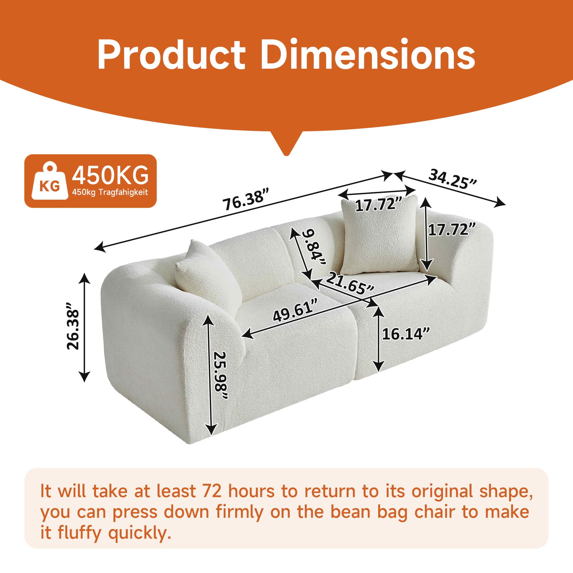 MAYEERTY Modern Velvet Loveseat Sofa with Throw Pillows Compact Space-Saving Couch