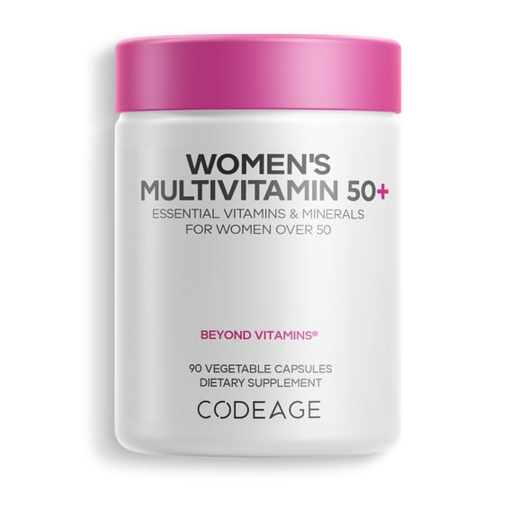 Codeage Women’s Multivitamin 50  Supplement - Essential Vitamins for Women Over 50, Minerals, CoQ10, Hyaluronic Acid, Probiotics, Black Cohosh, Ashwagandha & Superfoods - Non-GMO - 90 Capsules