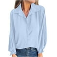 thumbnail image 2 of Women's Button Down Shirt Casual Raglan Long Sleeve Business Work Dressy Blouses Tops Loose Fit Lapel Collar Shirts, 2 of 8