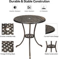 thumbnail image 5 of Garvee Round Patio Bistro Table 24 Inch, Cast Aluminum Outdoor Cafe Table with 2Inch Umbrella Hole, Metal Side Table for Porch,Backyard,Garden，Brown, 5 of 9