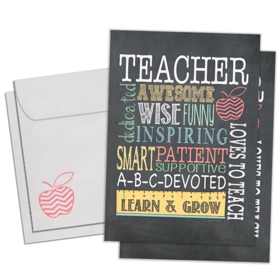 Tree-Free Greetings Teacher Appreciation Greeting Card 2 Pack, 5x7, Awesome Teacher (GT64456)