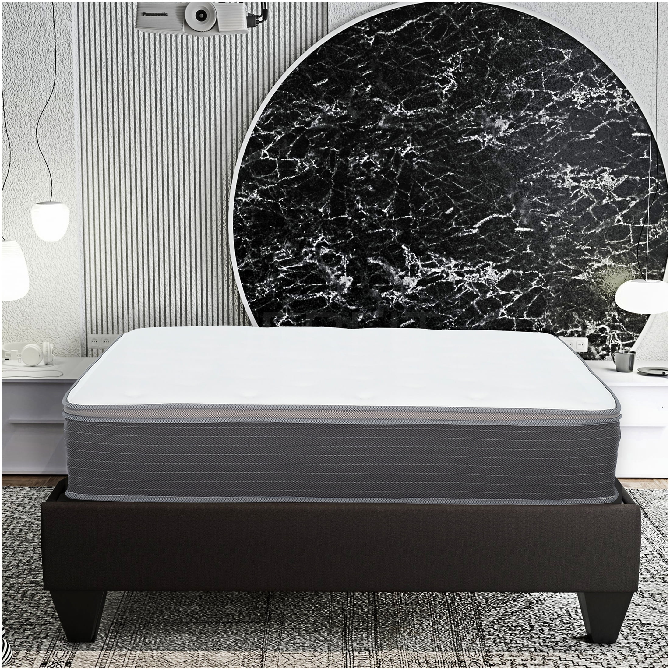 JERFIT 12 Inch King Hybrid Mattress in a Box - Gel Memory Foam, Pocket Springs, Cooling Tech, Pressure Relief Motion Isolation