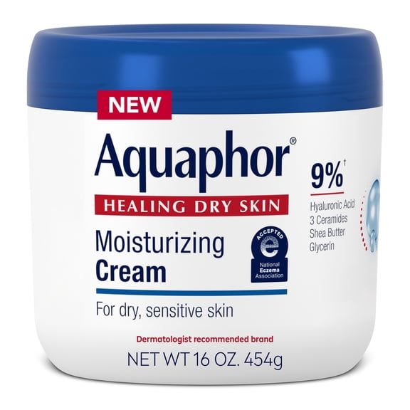 Aquaphor Moisturizing Face and Body Cream, 16 oz Jar