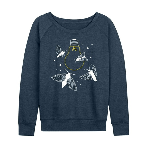 Instant Message - Moths On Lightbulb - Women's Lightweight French Terry Long Sleeve Shirt