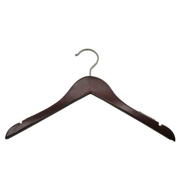 NAHANCO Wooden Shirt Hanger, 14" - Low Gloss Mahogany, 100/CTN