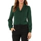 thumbnail image 5 of Camisa de oficina de satén de manga larga con cuello plano y botones para mujer INSPIRE CHIC M Verde, 5 of 7