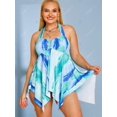 thumbnail image 2 of Talla grande Halter Mármol Imprimir U-Bar Boyshorts Tankini Traje de baño Rosegal  Camisetas sin mangas de talla grande, 2 of 5
