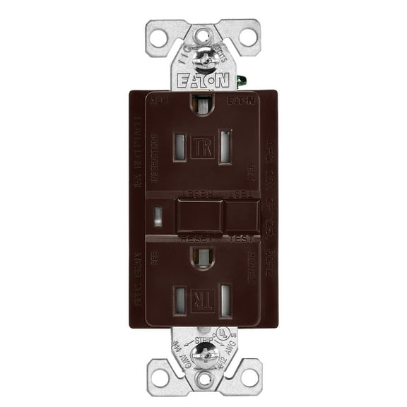 Eaton TRAFCI15B 15 Amp Tamper Resistant AFCI Receptacle, Brown Finish, 2-pole, 3-wire grounding