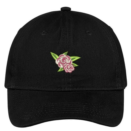 Stone Accent Strip - Trendy Apparel Shop Rose Accent Embroidered Low Profile Cotton Cap Dad Hat