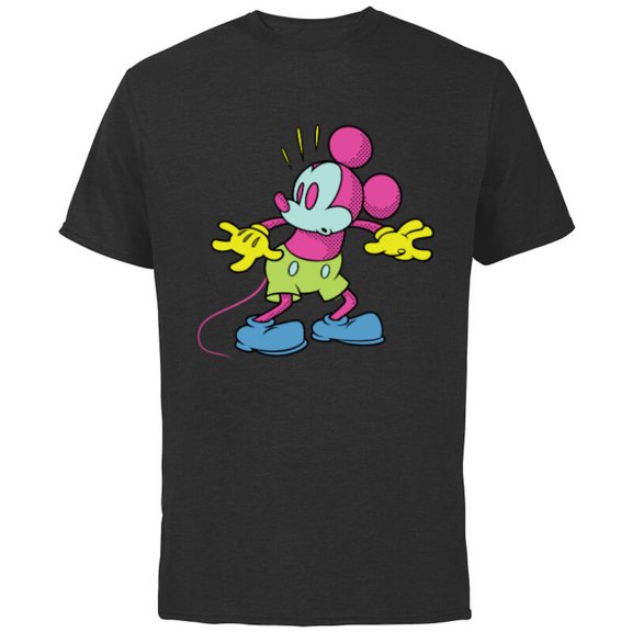 Disney Mickey Mouse Surprise Behind You Retro Pop Art - Short Sleeve Cotton T-Shirt for Adults - Customized-Black