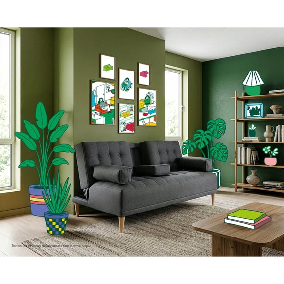 Sofá Cama Makora Queen con Memory Foam Color Oxford Lino Respaldo Reclinable de 3 Posiciones