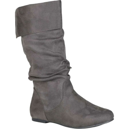 

Women s Journee Collection Shelley-3 Knee High Slouch Boot Grey Faux Suede 8 M