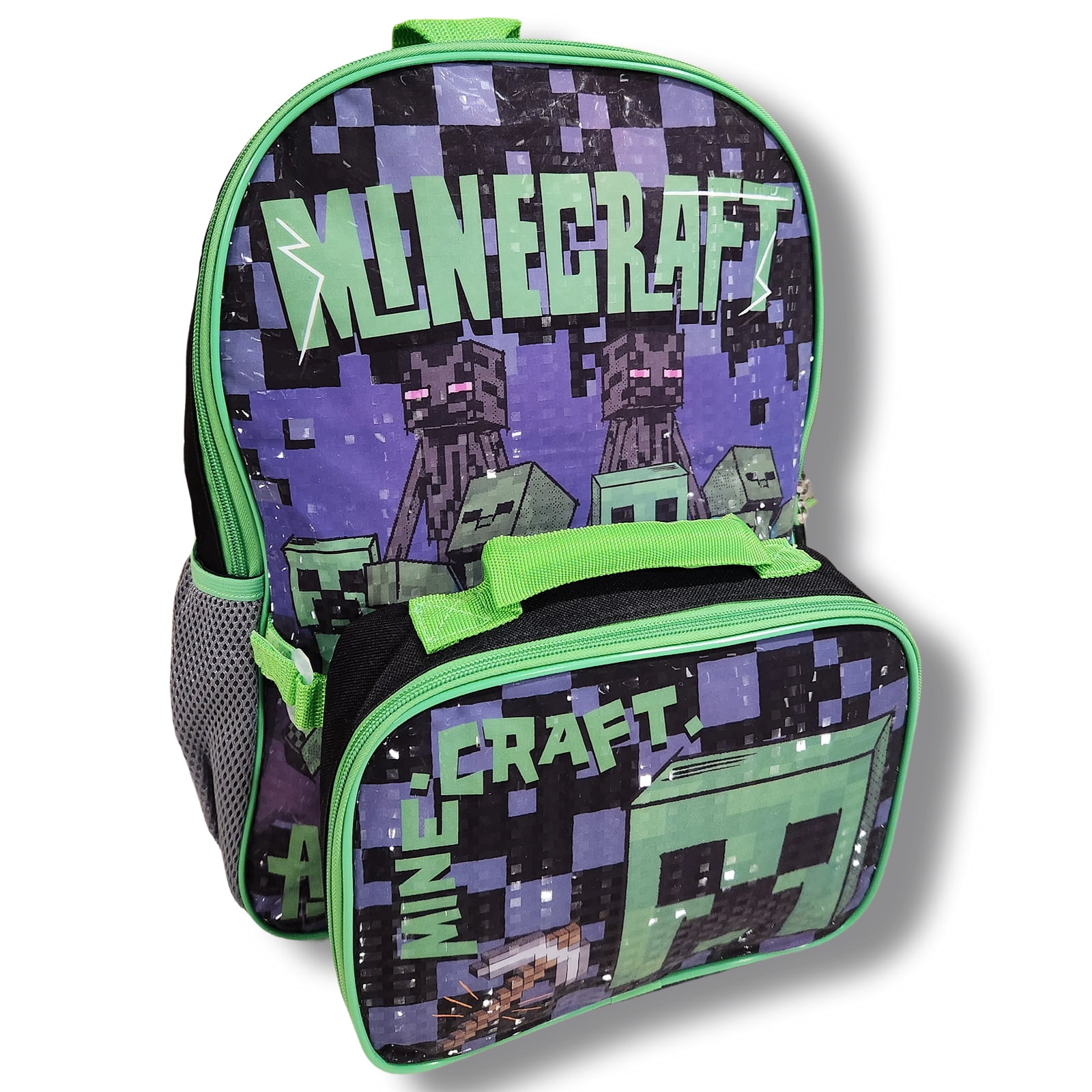 Minecraft "Adventure Club" Full Size 16 Inch Backpack with Detachable Lunch Box