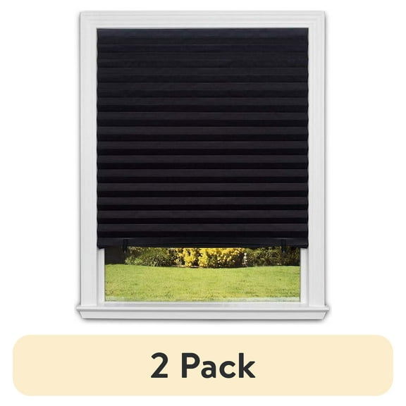 (2 pack) Redi Shade No Tools Original Blackout Pleated Paper Shade Black, 36 in x 72 in
